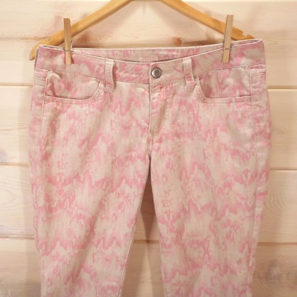 American Eagle Womens Jeggings Sz 8 Pink Stretch Jeans Inseam 26.5" Zip Cuff - Picture 2 of 8